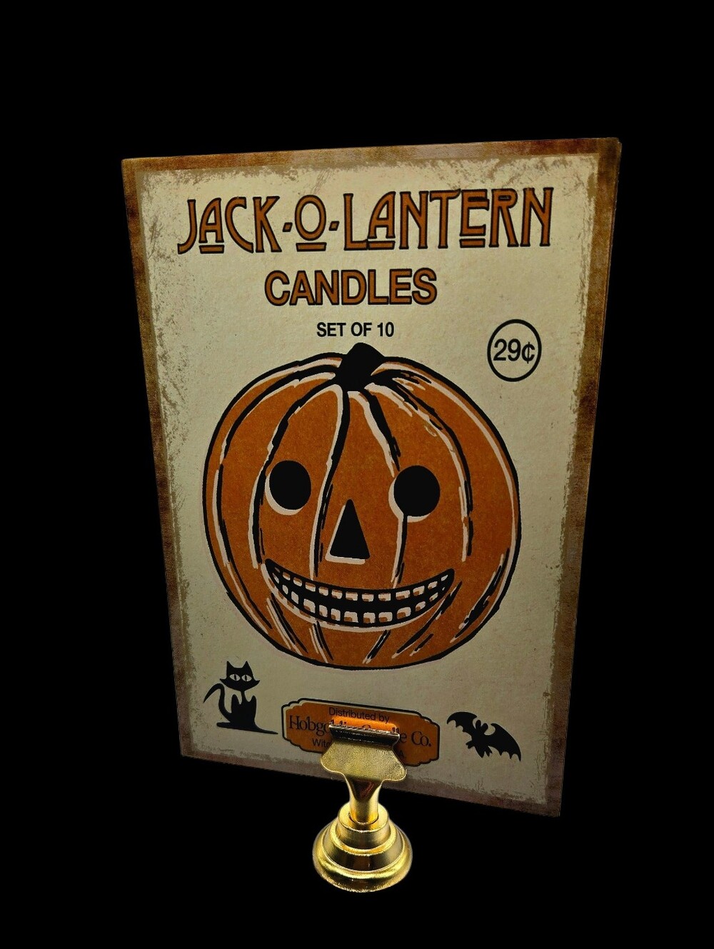 "5/$40" Set Of 2 Vintage Inspired Halloween 4x6 Postcards W/Gold Holder Stand